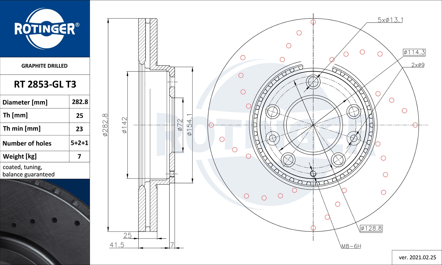 ROTINGER féktárcsa - RT 2853-GL T3 - TothCarparts