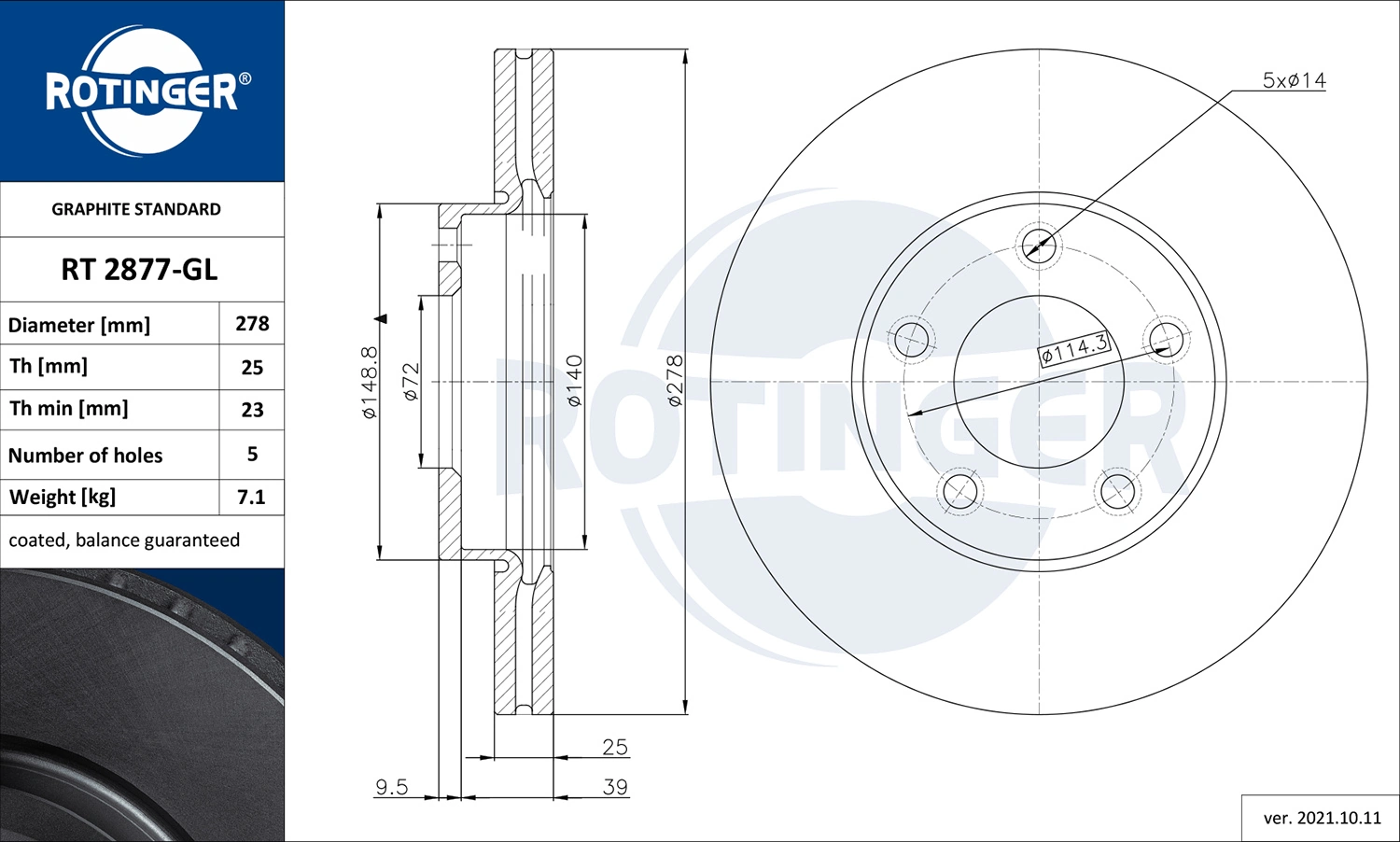 ROTINGER féktárcsa - RT 2877-GL - TothCarparts