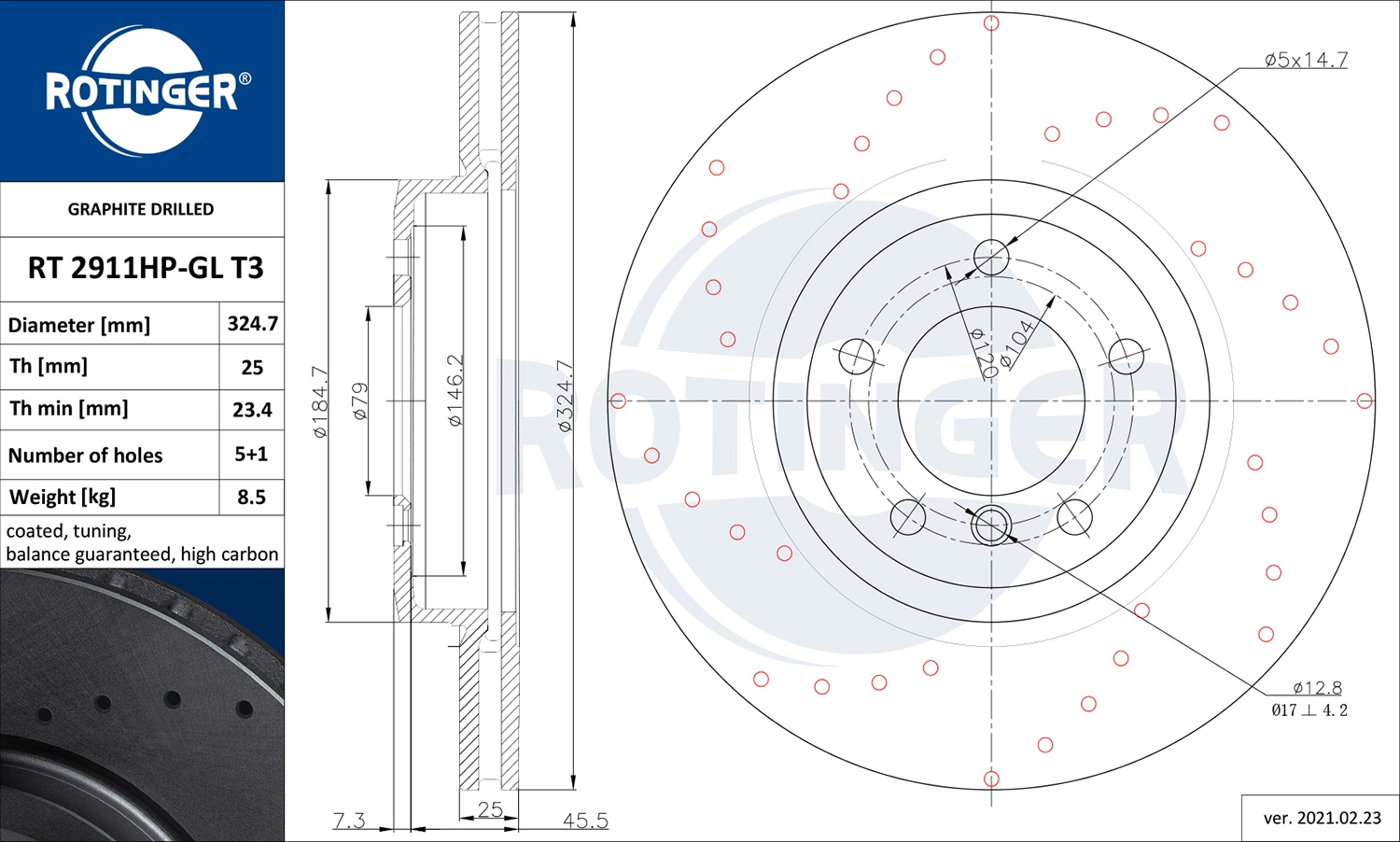 ROTINGER féktárcsa - RT 2911HP-GL T3 - TothCarparts