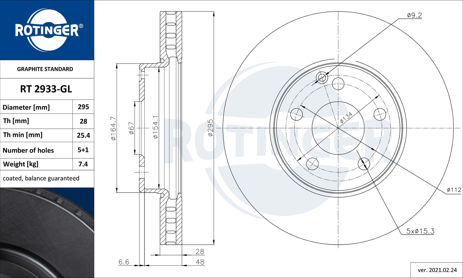 ROTINGER féktárcsa - RT 2933-GL - TothCarparts