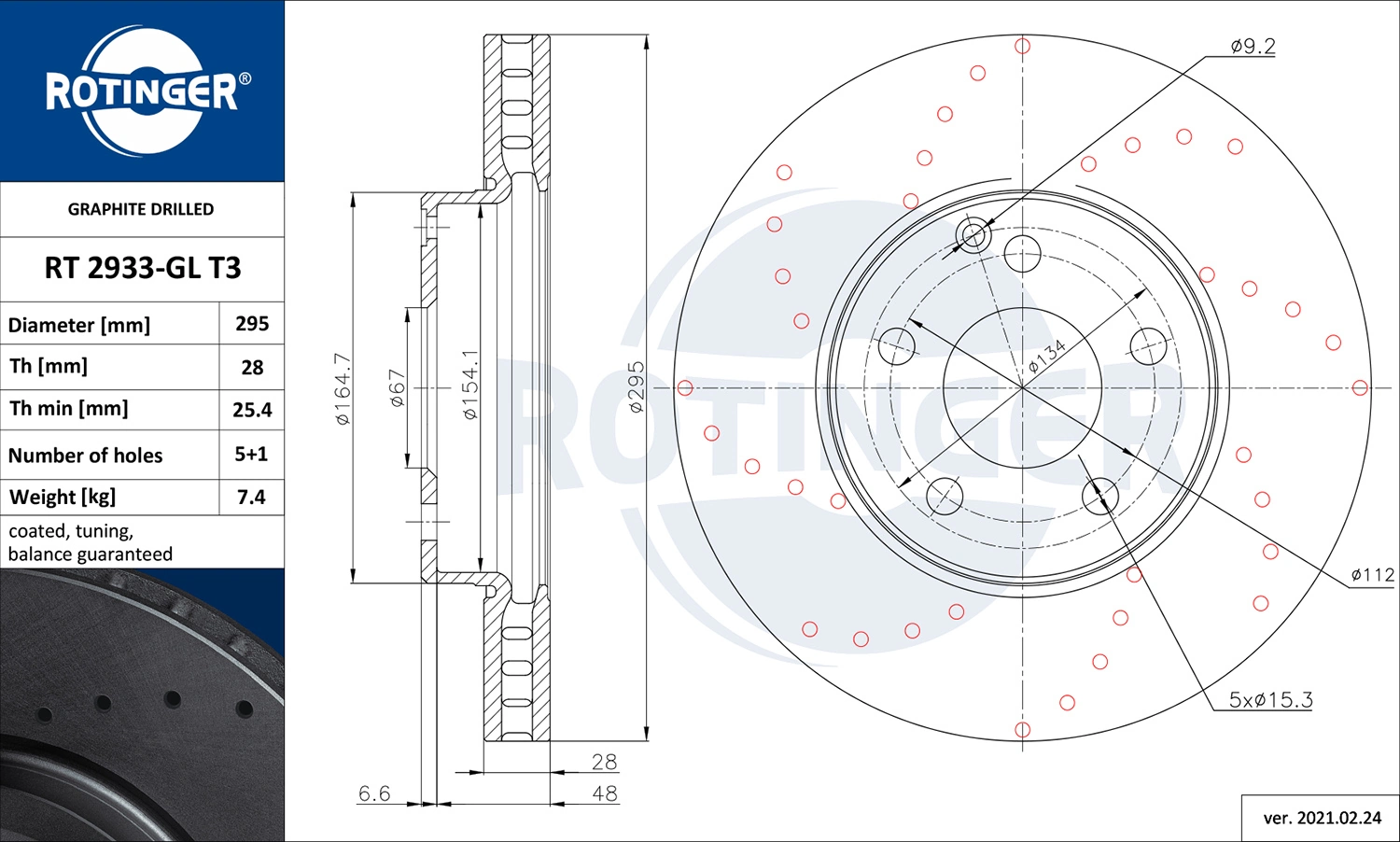 ROTINGER féktárcsa - RT 2933-GL T3 - TothCarparts
