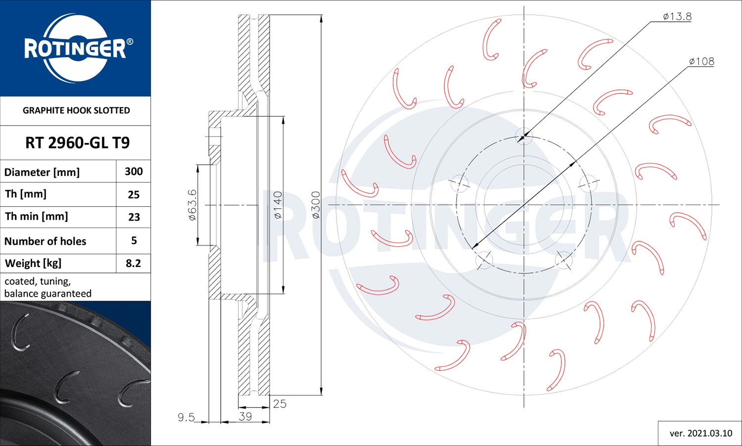 ROTINGER féktárcsa - RT 2960-GL T9 - TothCarparts