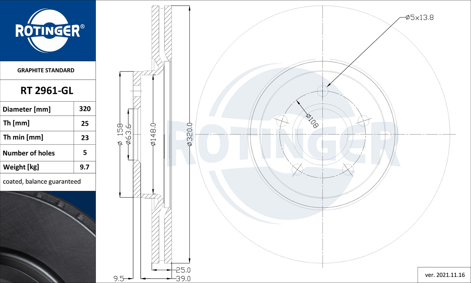 ROTINGER féktárcsa - RT 2961-GL - TothCarparts