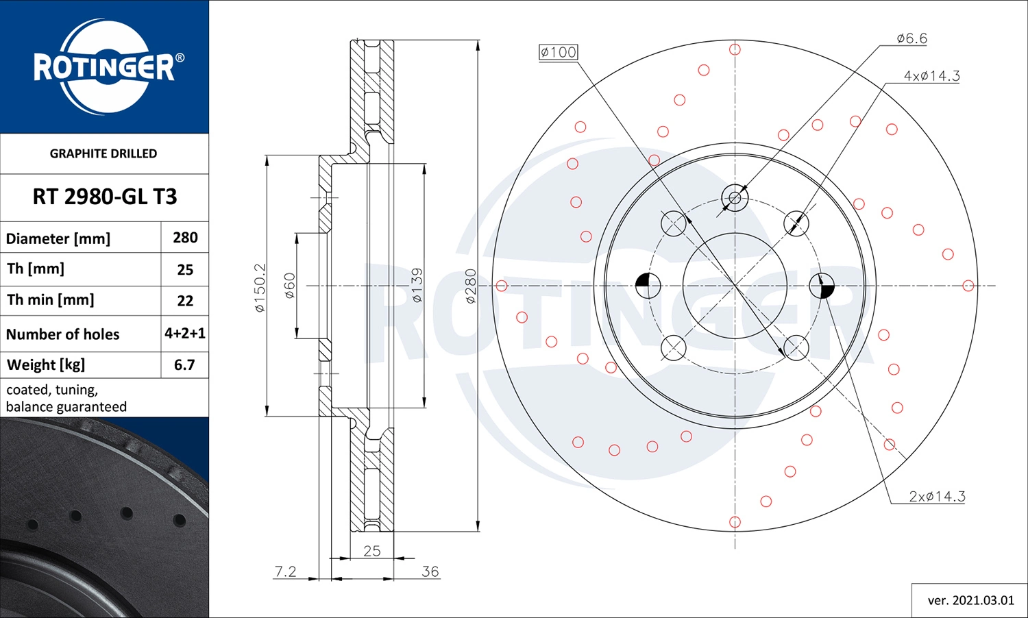 ROTINGER féktárcsa - RT 2980-GL T3 - TothCarparts