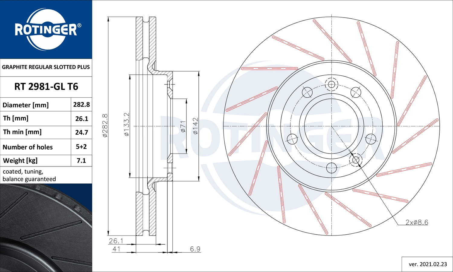 ROTINGER féktárcsa - RT 2981-GL T6 - TothCarparts