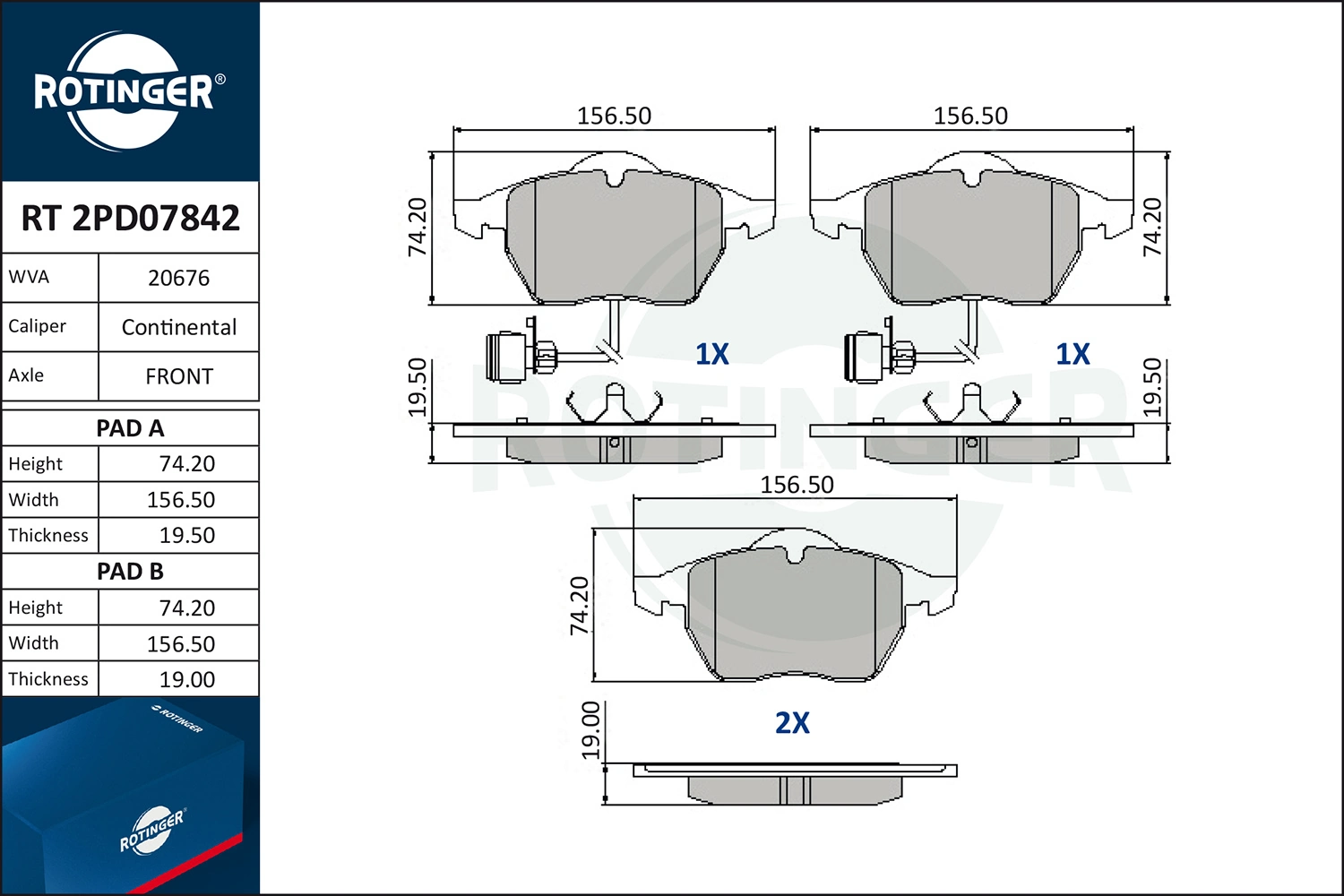 ROTINGER fékbetétkészlet, tárcsafék - RT 2PD07842 - TothCarparts