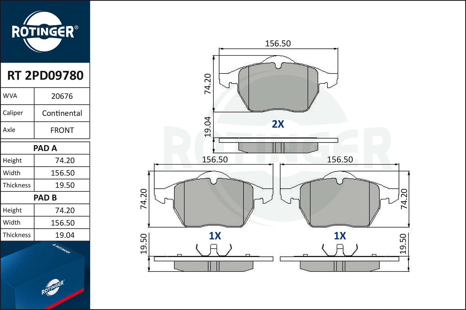ROTINGER fékbetétkészlet, tárcsafék - RT 2PD09780 - TothCarparts