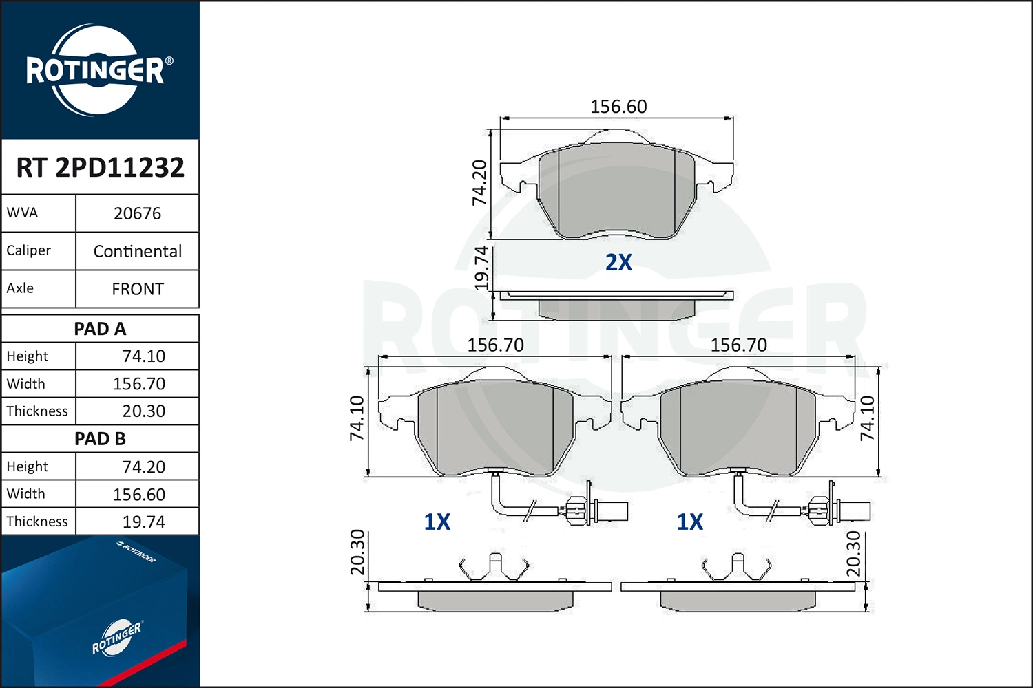 ROTINGER fékbetétkészlet, tárcsafék - RT 2PD11232 - TothCarparts