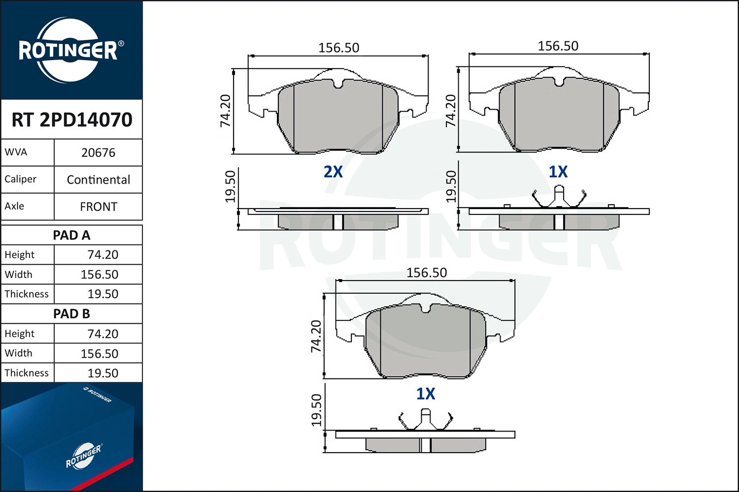 ROTINGER fékbetétkészlet, tárcsafék - RT 2PD14070 - TothCarparts