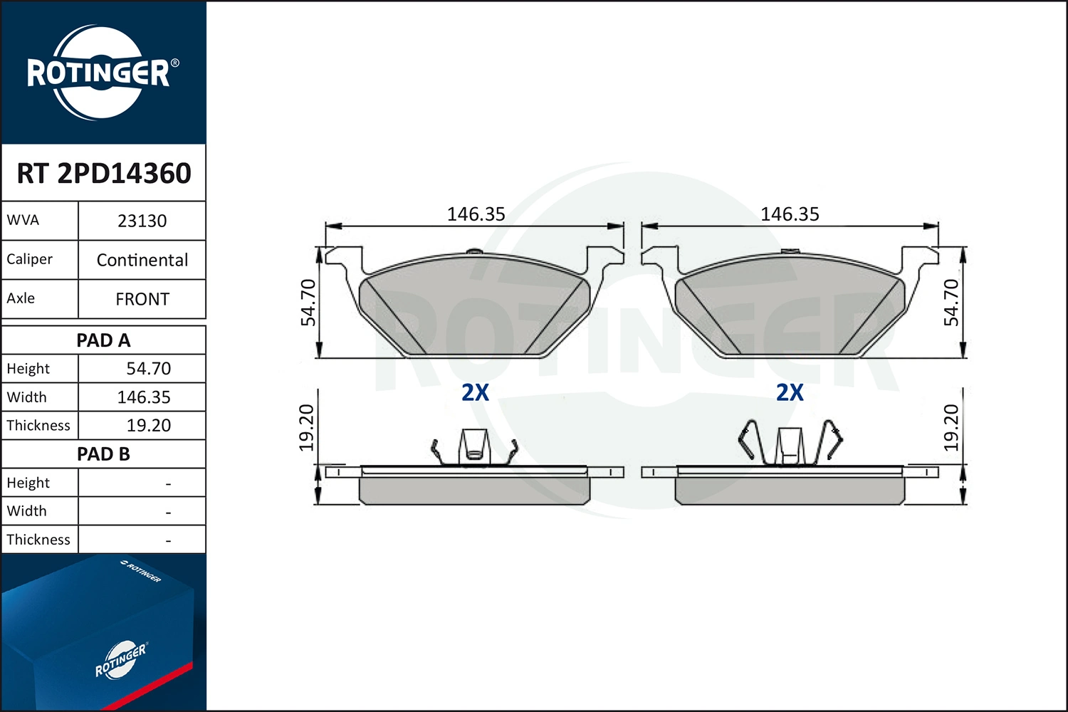 ROTINGER fékbetétkészlet, tárcsafék - RT 2PD14360 - TothCarparts