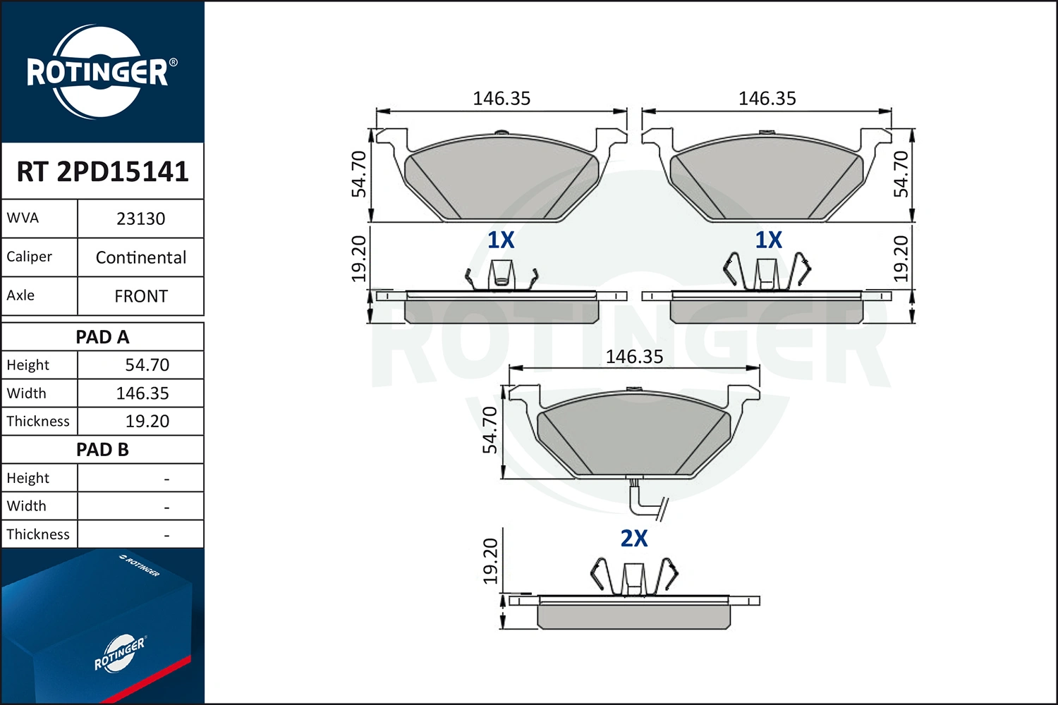 ROTINGER fékbetétkészlet, tárcsafék - RT 2PD15141 - TothCarparts