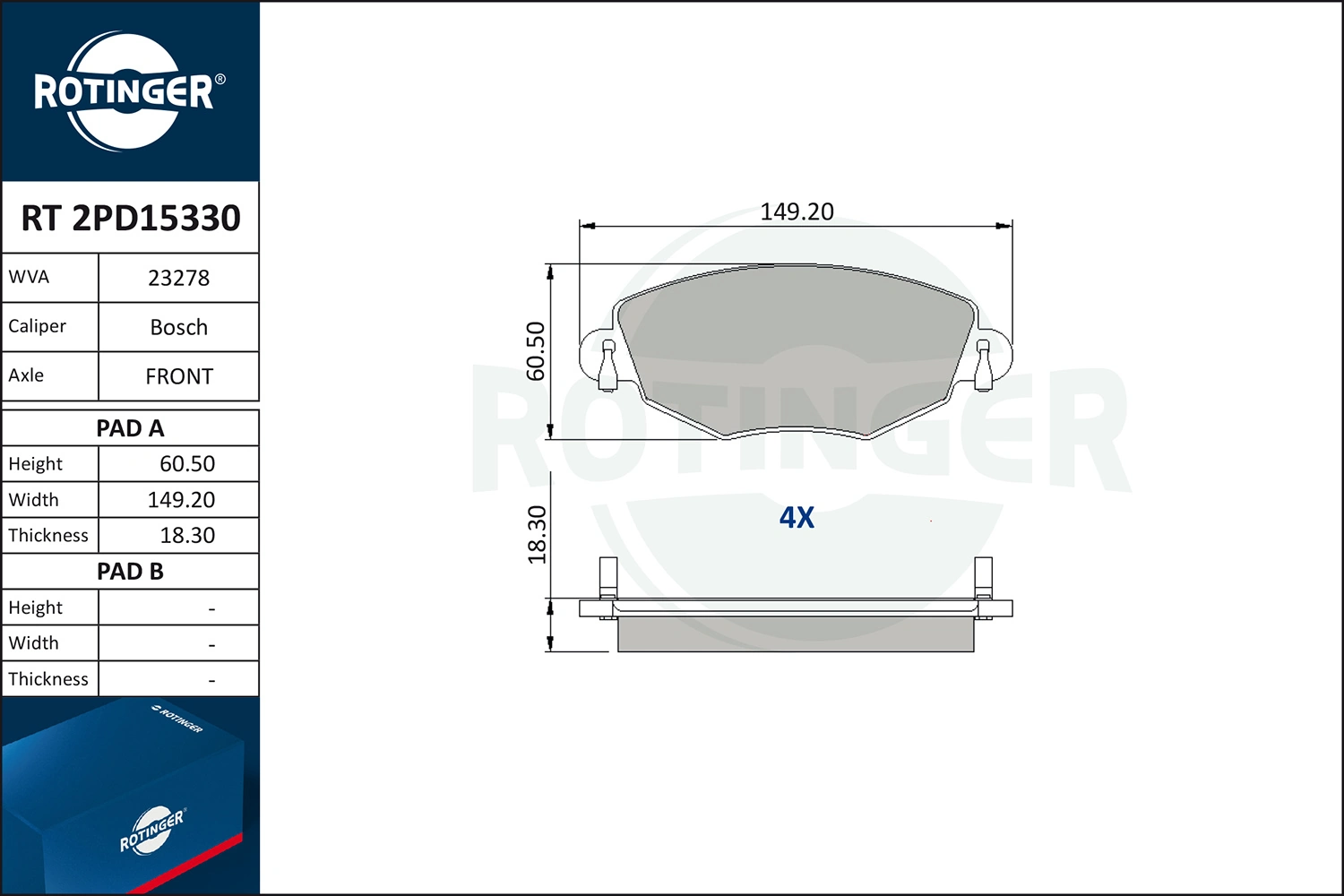 ROTINGER fékbetétkészlet, tárcsafék - RT 2PD15330 - TothCarparts