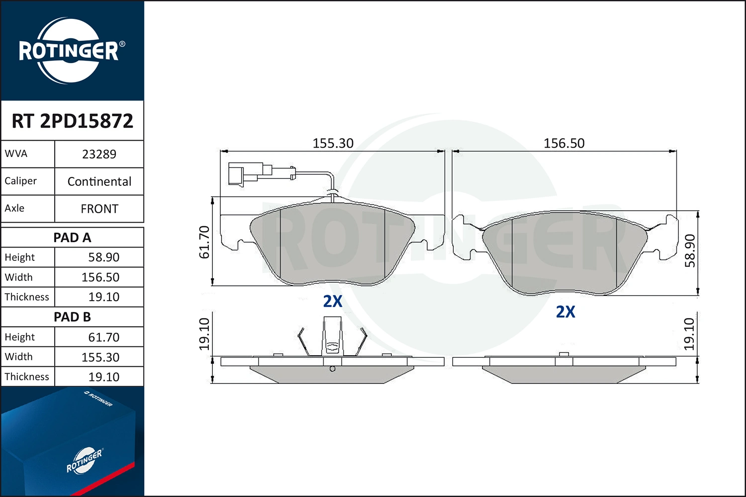 ROTINGER fékbetétkészlet, tárcsafék - RT 2PD15872 - TothCarparts