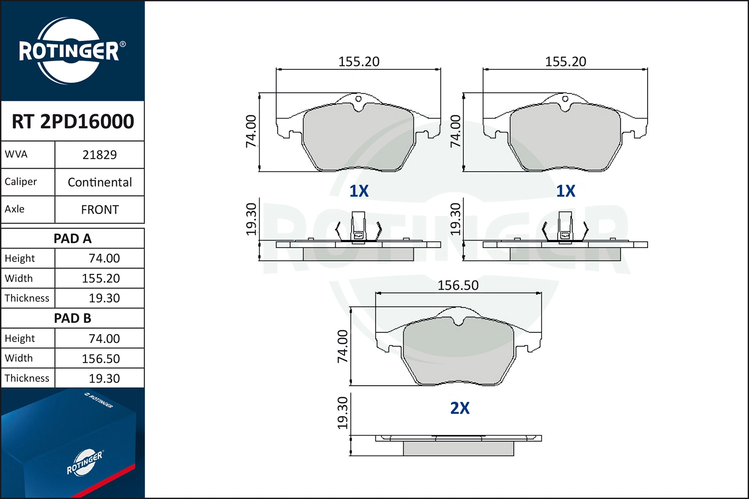 ROTINGER fékbetétkészlet, tárcsafék - RT 2PD16000 - TothCarparts