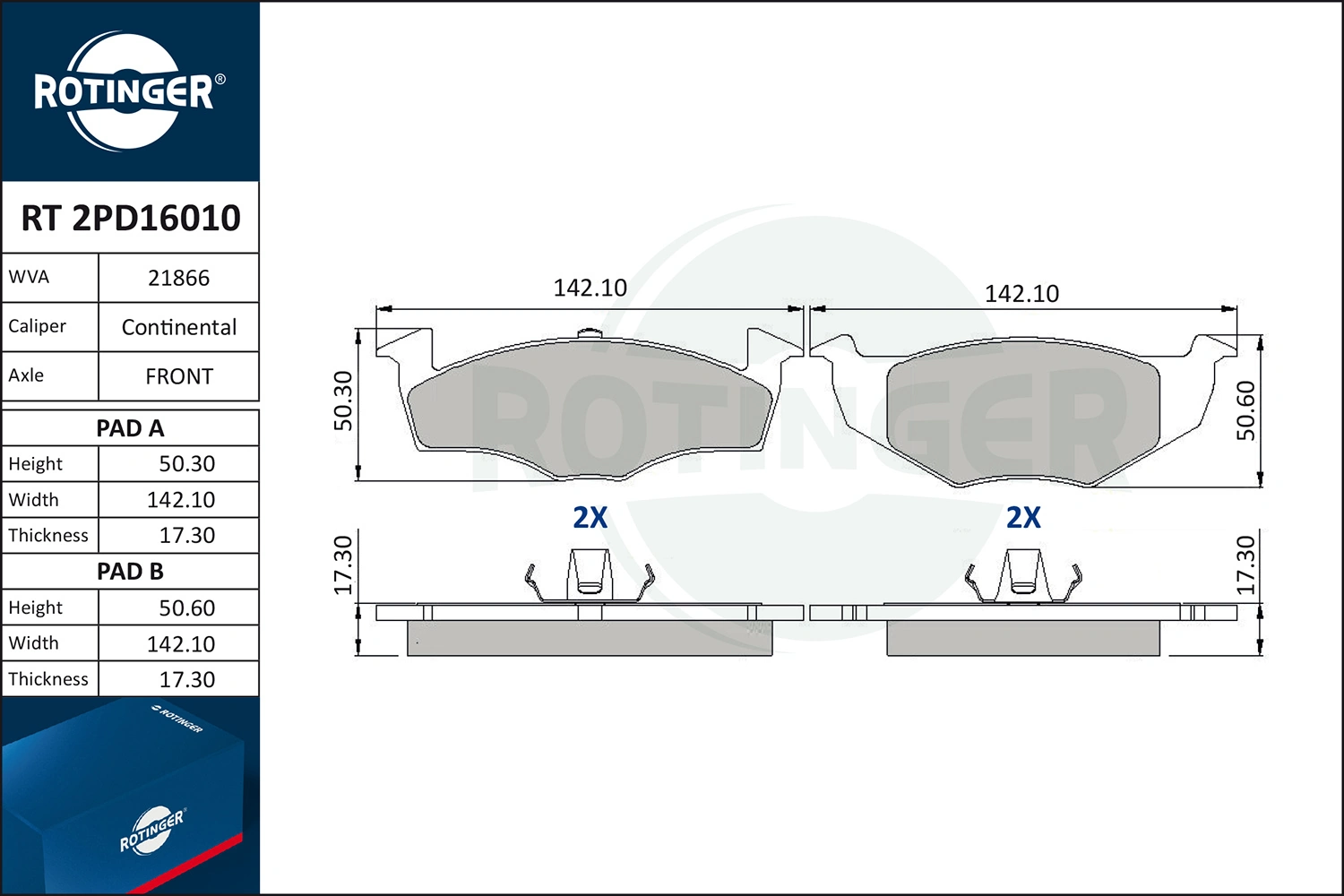 ROTINGER fékbetétkészlet, tárcsafék - RT 2PD16010 - TothCarparts