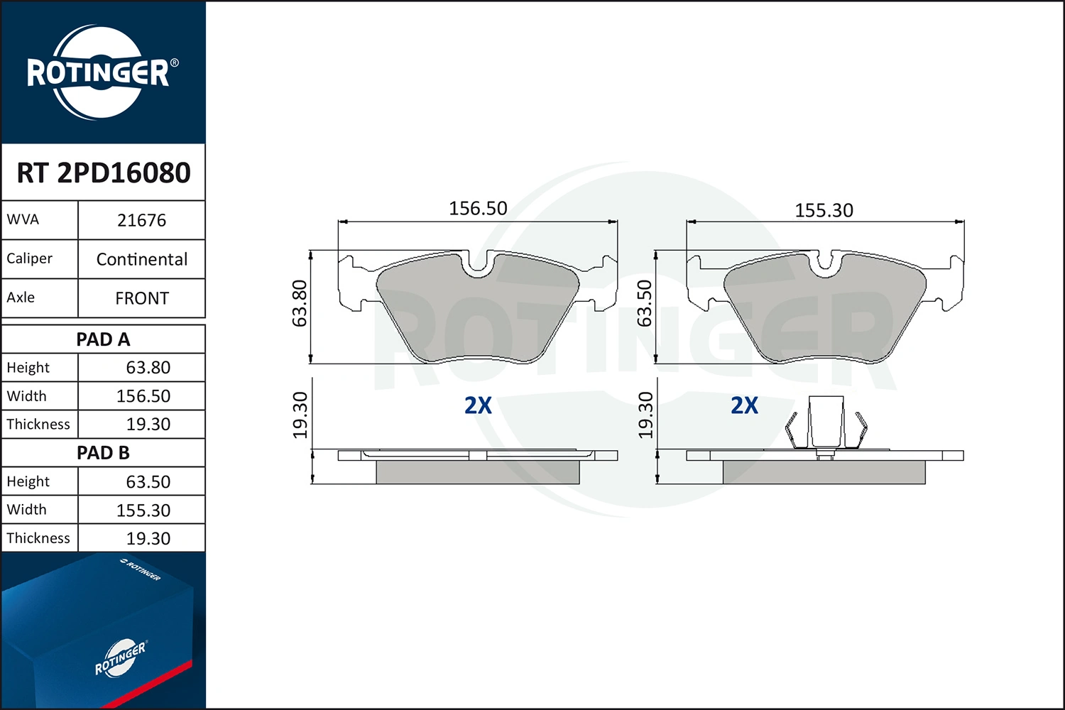 ROTINGER fékbetétkészlet, tárcsafék - RT 2PD16080 - TothCarparts