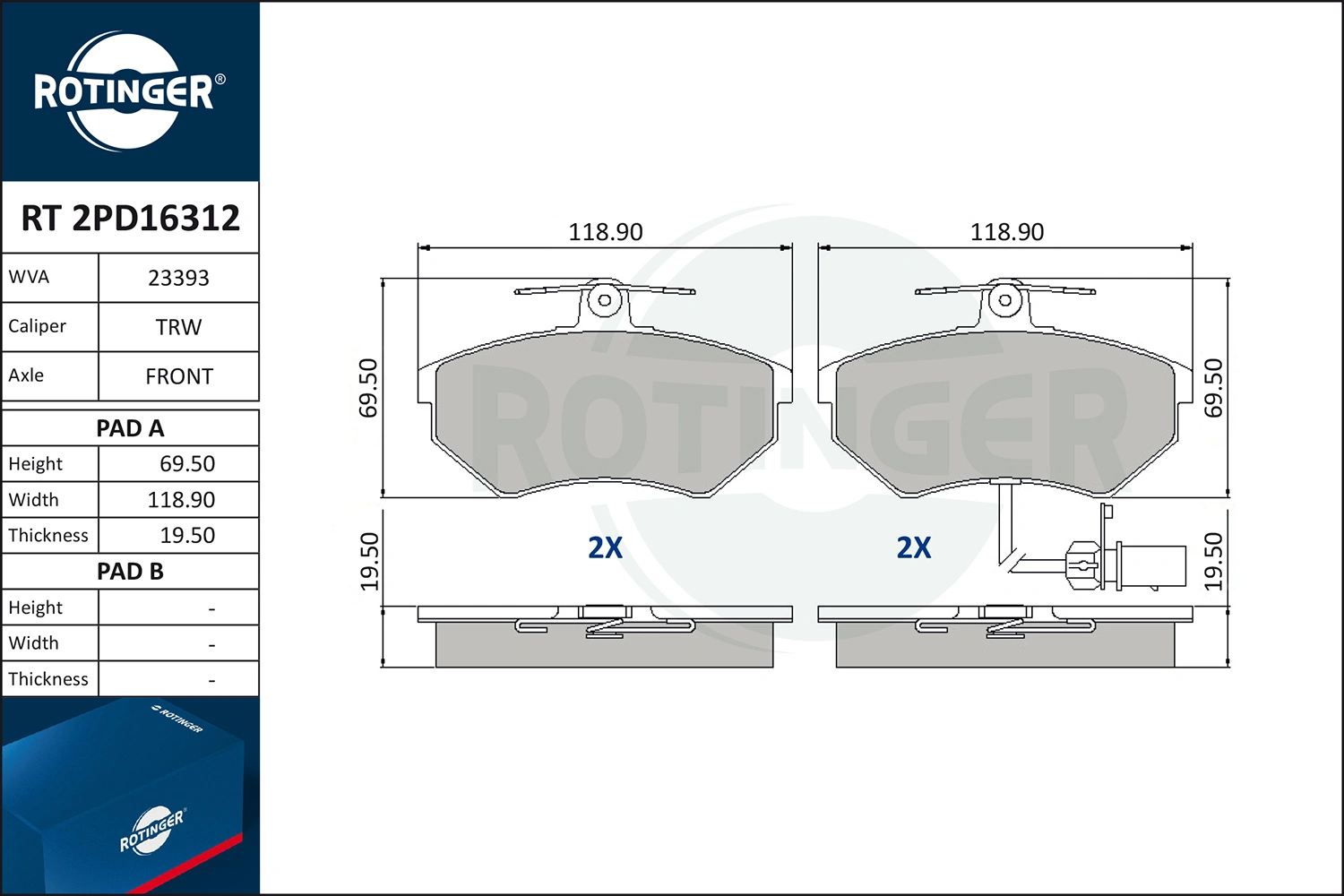 ROTINGER fékbetétkészlet, tárcsafék - RT 2PD16312 - TothCarparts