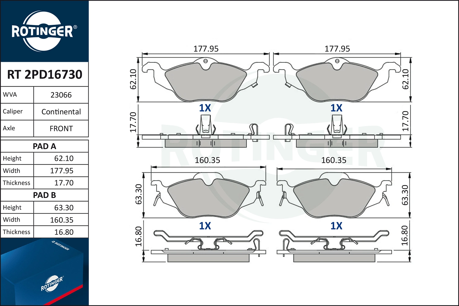 ROTINGER fékbetétkészlet, tárcsafék - RT 2PD16730 - TothCarparts