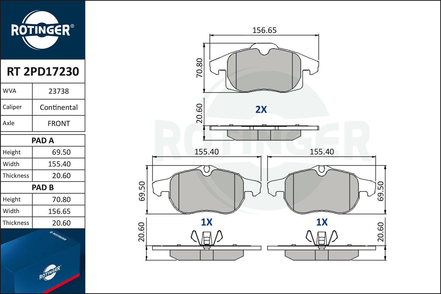 ROTINGER fékbetétkészlet, tárcsafék - RT 2PD17230 - TothCarparts