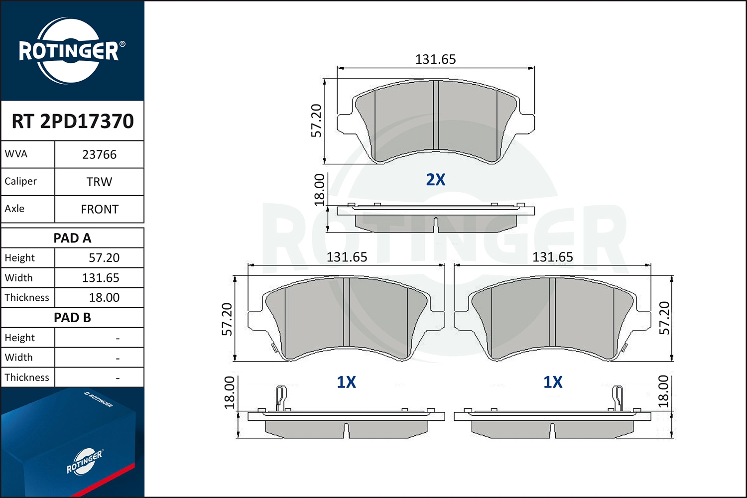 ROTINGER fékbetétkészlet, tárcsafék - RT 2PD17370 - TothCarparts