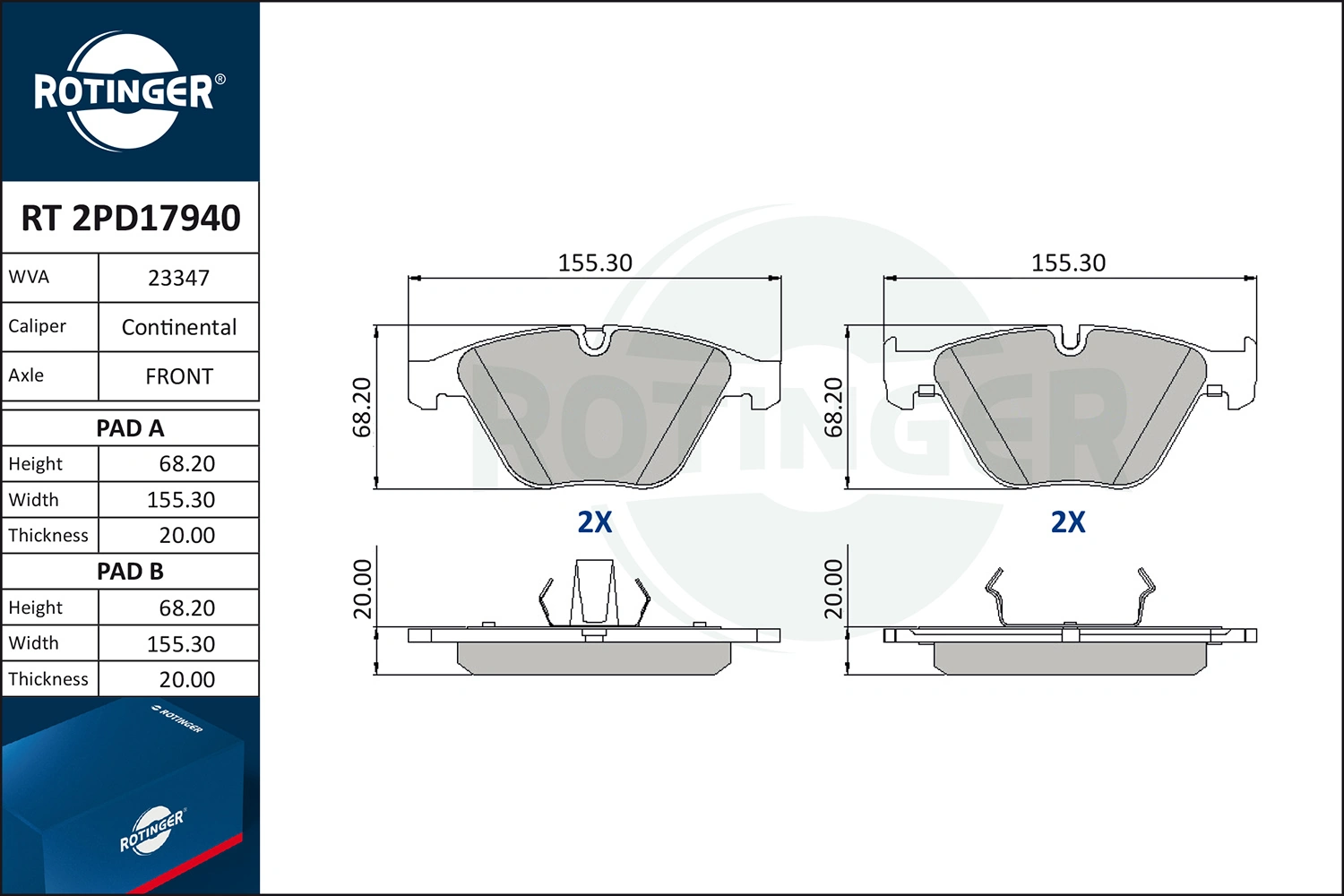 ROTINGER fékbetétkészlet, tárcsafék - RT 2PD17940 - TothCarparts