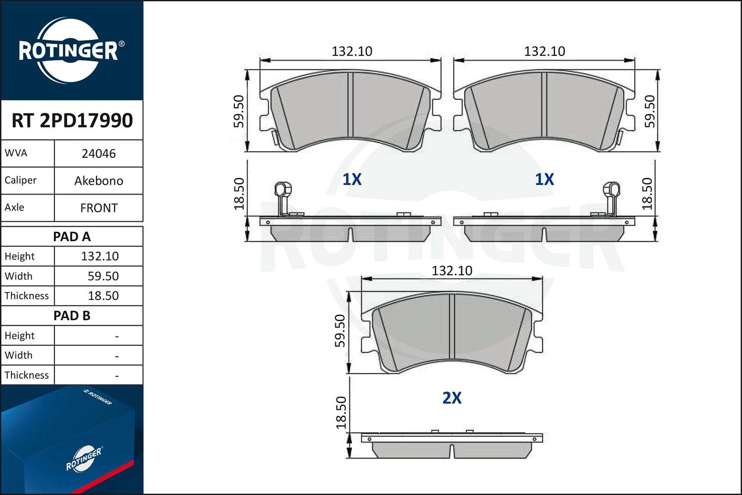 ROTINGER fékbetétkészlet, tárcsafék - RT 2PD17990 - TothCarparts