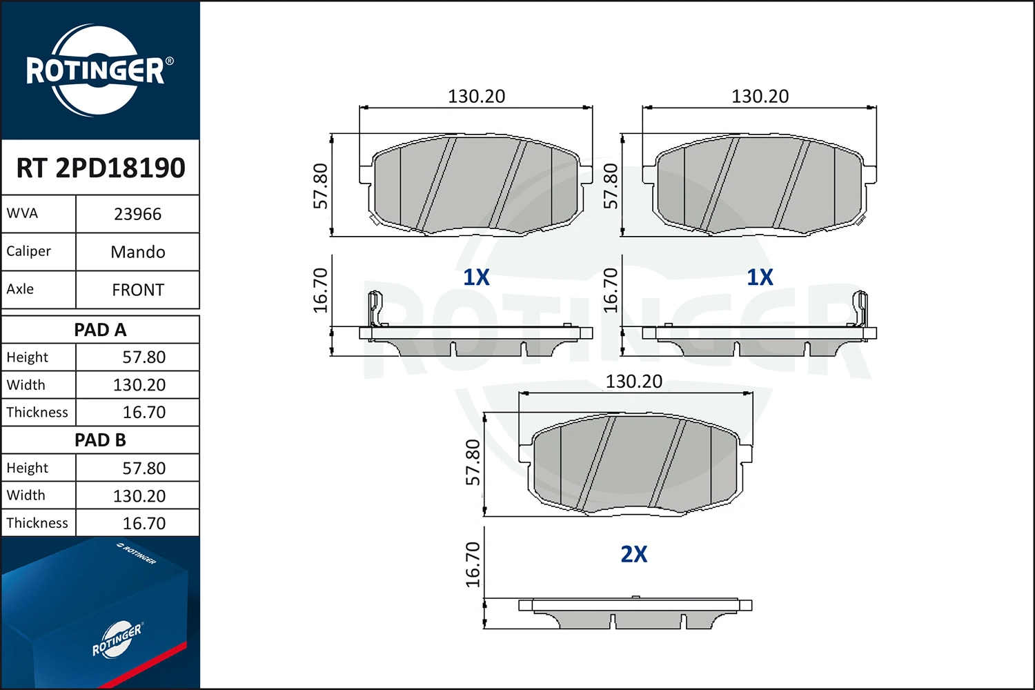 ROTINGER fékbetétkészlet, tárcsafék - RT 2PD18190 - TothCarparts