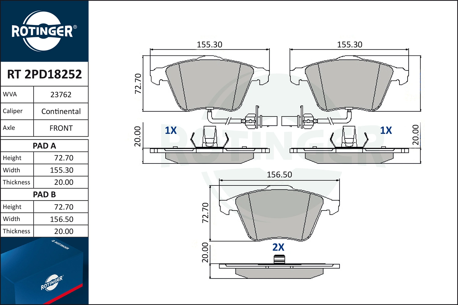 ROTINGER fékbetétkészlet, tárcsafék - RT 2PD18252 - TothCarparts
