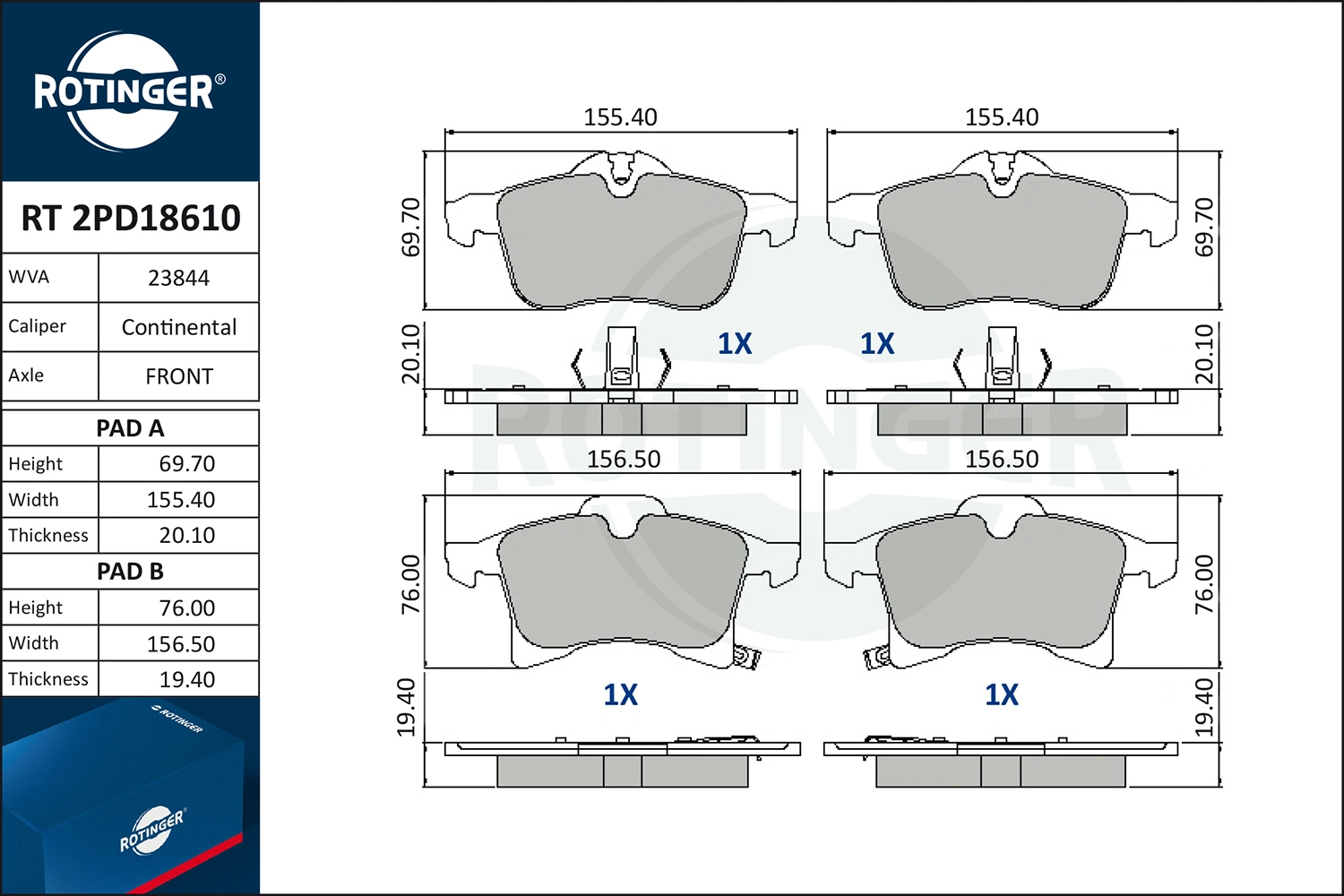 ROTINGER fékbetétkészlet, tárcsafék - RT 2PD18610 - TothCarparts