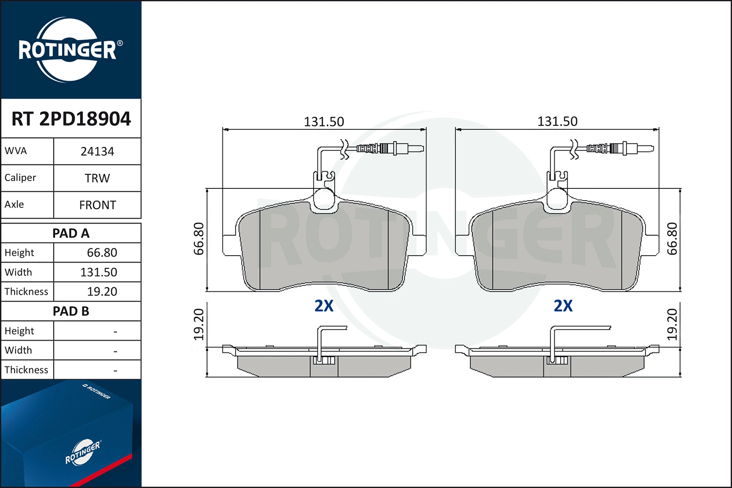 ROTINGER fékbetétkészlet, tárcsafék - RT 2PD18904 - TothCarparts