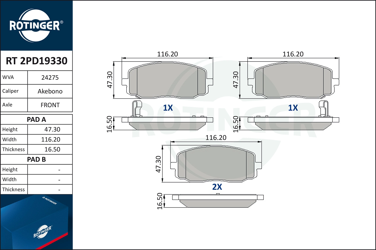 ROTINGER fékbetétkészlet, tárcsafék - RT 2PD19330 - TothCarparts