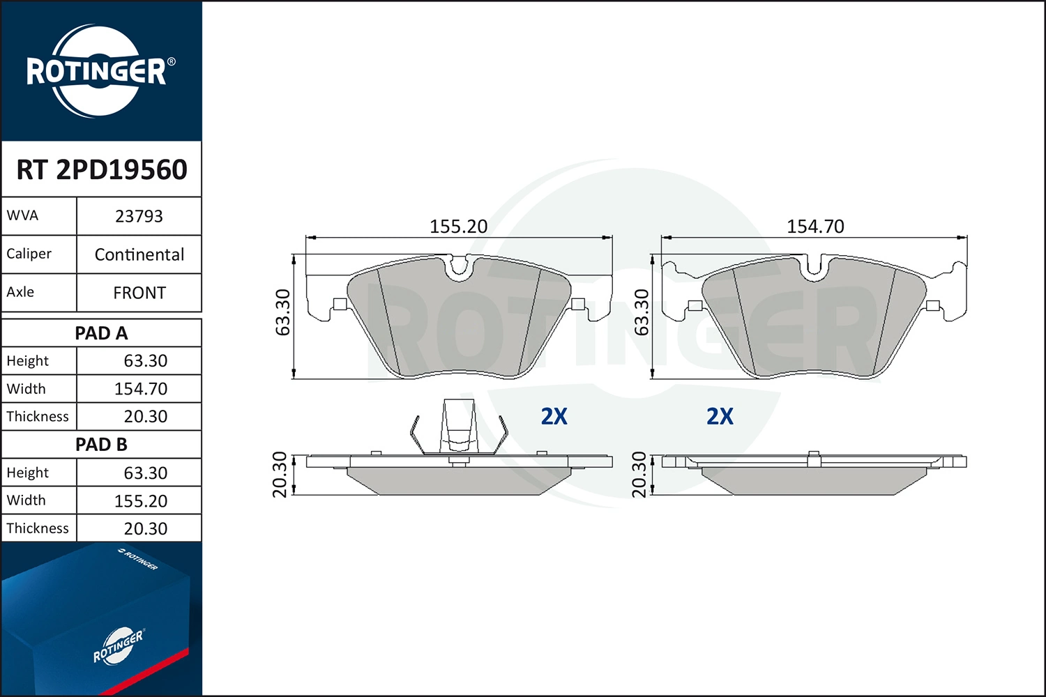 ROTINGER fékbetétkészlet, tárcsafék - RT 2PD19560 - TothCarparts
