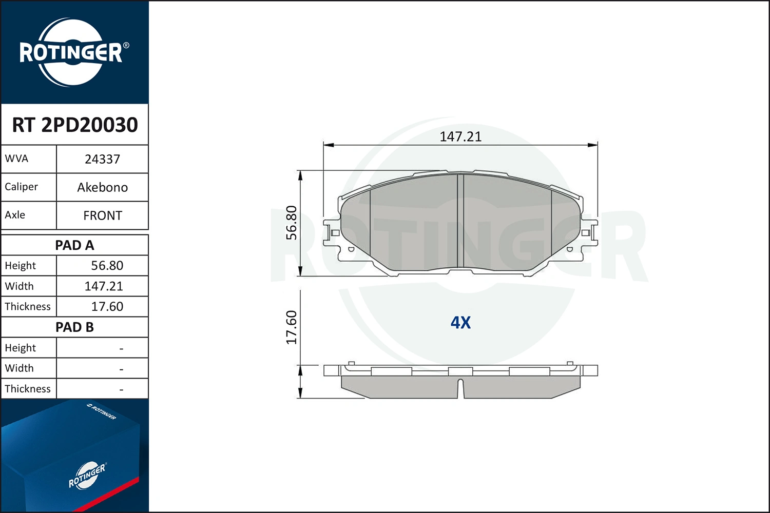 ROTINGER fékbetétkészlet, tárcsafék - RT 2PD20030 - TothCarparts