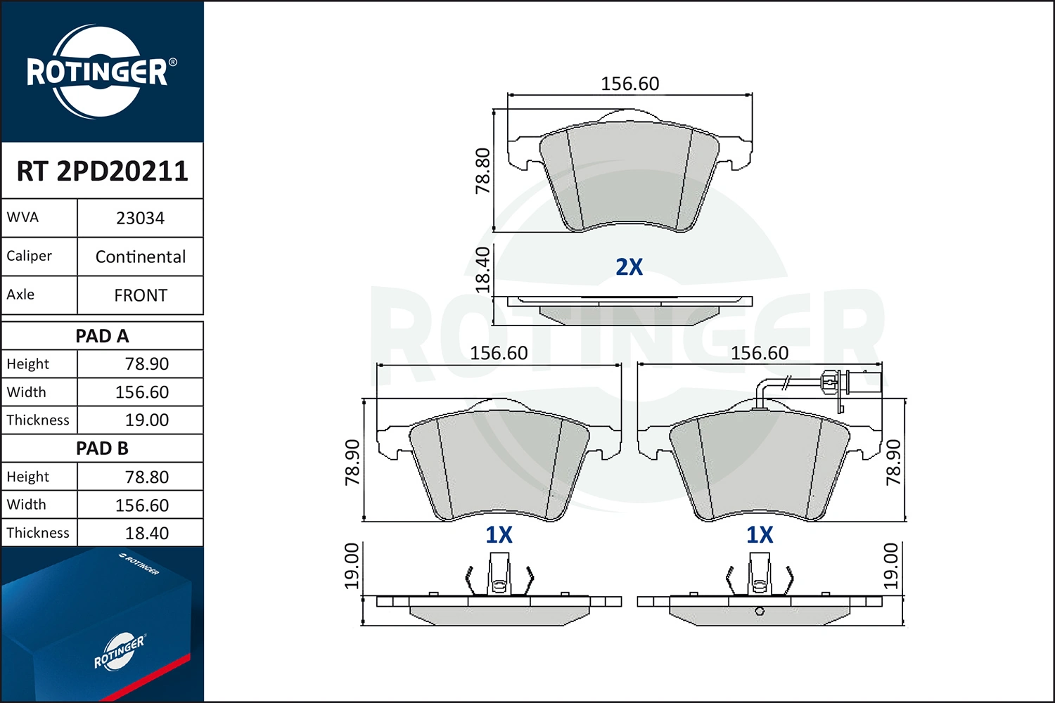 ROTINGER fékbetétkészlet, tárcsafék - RT 2PD20211 - TothCarparts