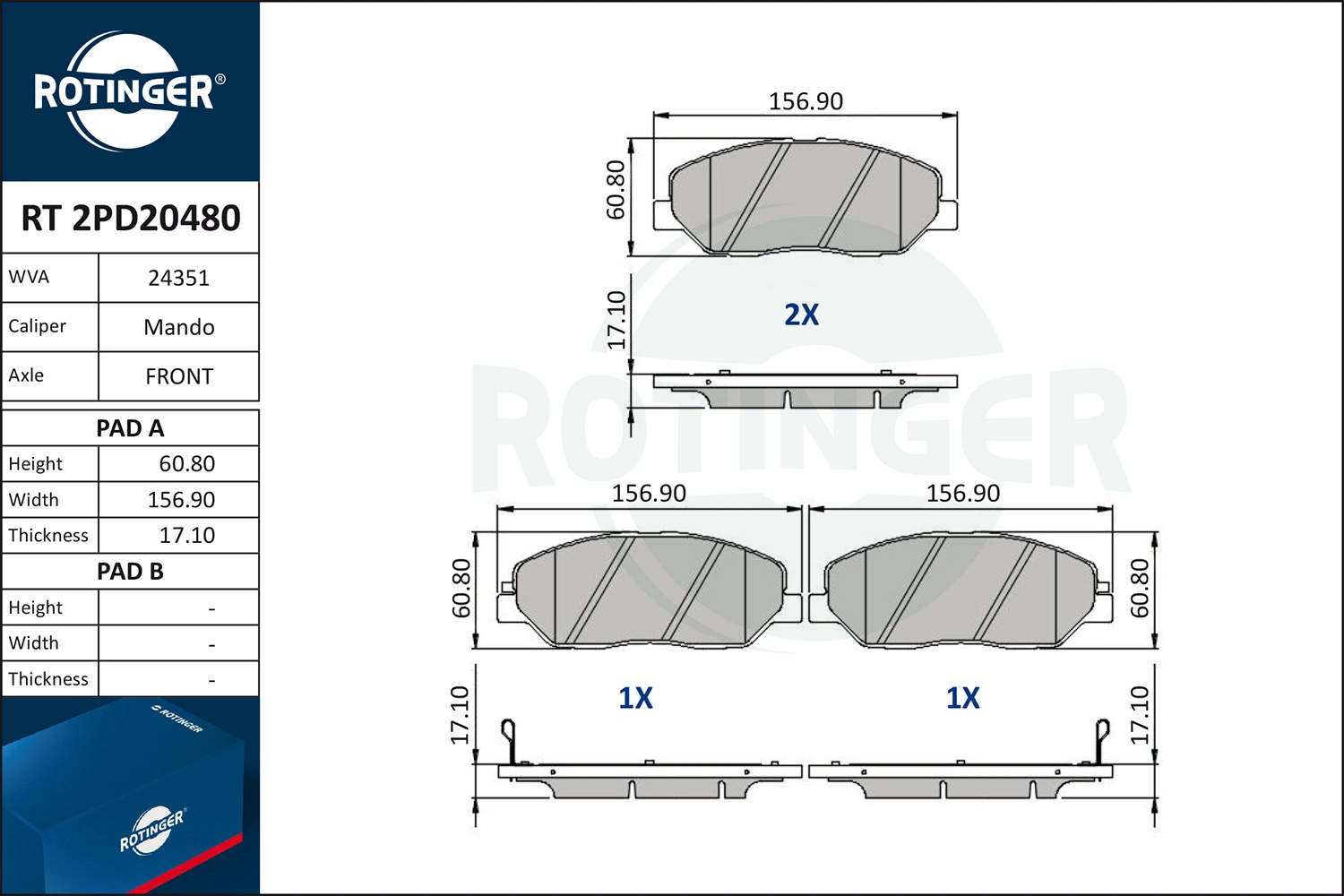 ROTINGER fékbetétkészlet, tárcsafék - RT 2PD20480 - TothCarparts