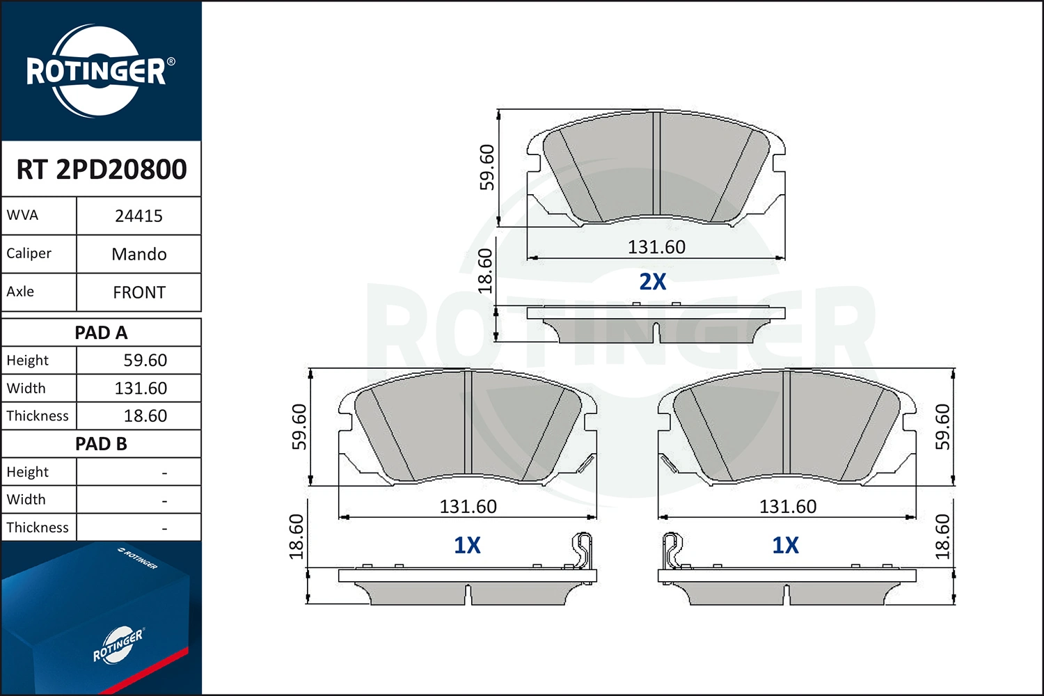 ROTINGER fékbetétkészlet, tárcsafék - RT 2PD20800 - TothCarparts