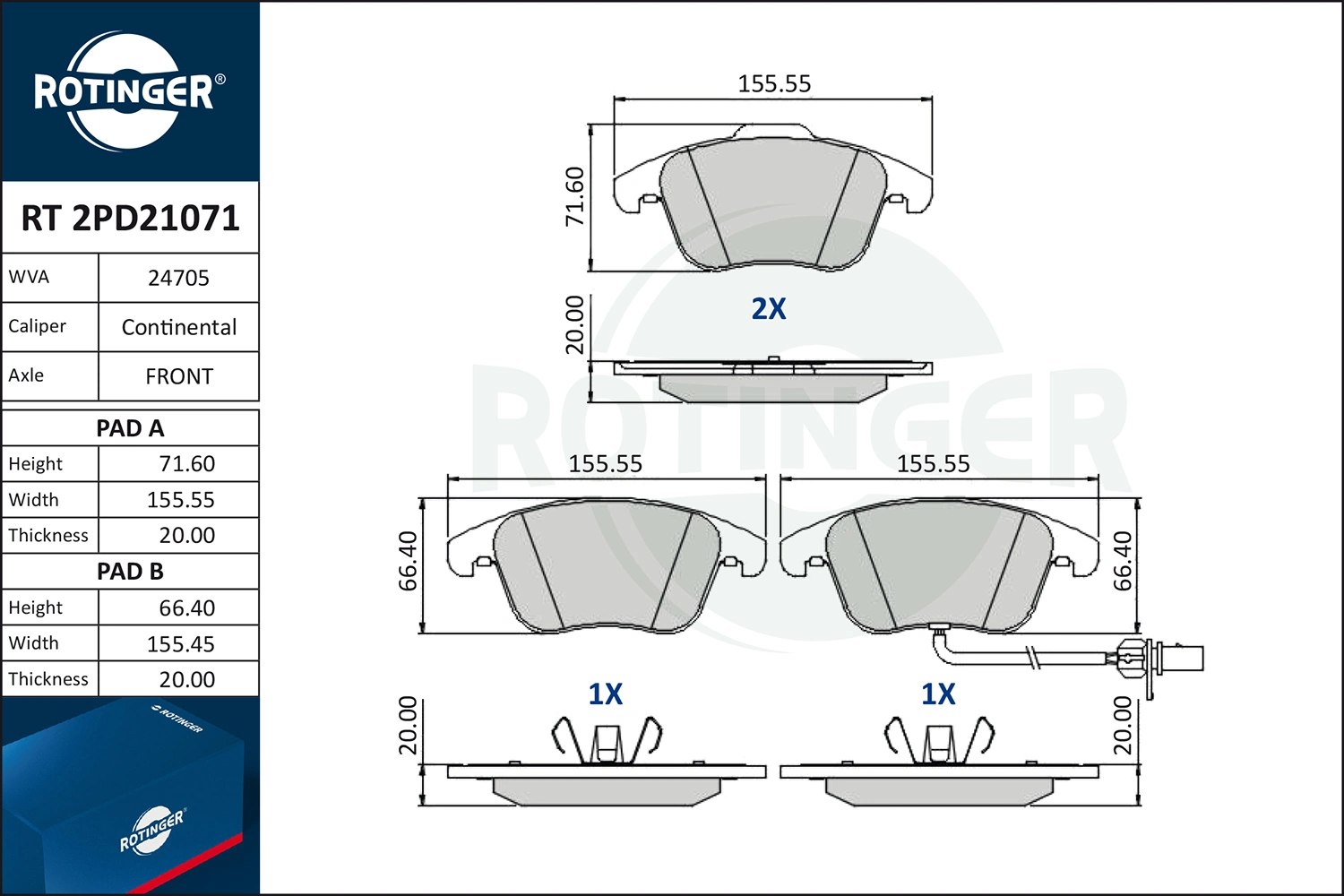 ROTINGER fékbetétkészlet, tárcsafék - RT 2PD21071 - TothCarparts