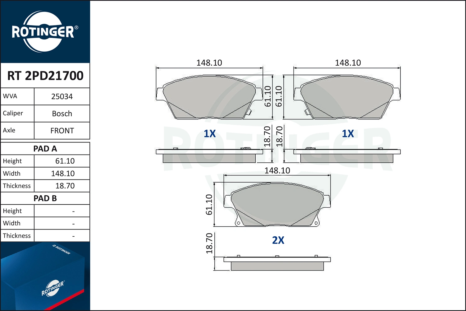 ROTINGER fékbetétkészlet, tárcsafék - RT 2PD21700 - TothCarparts