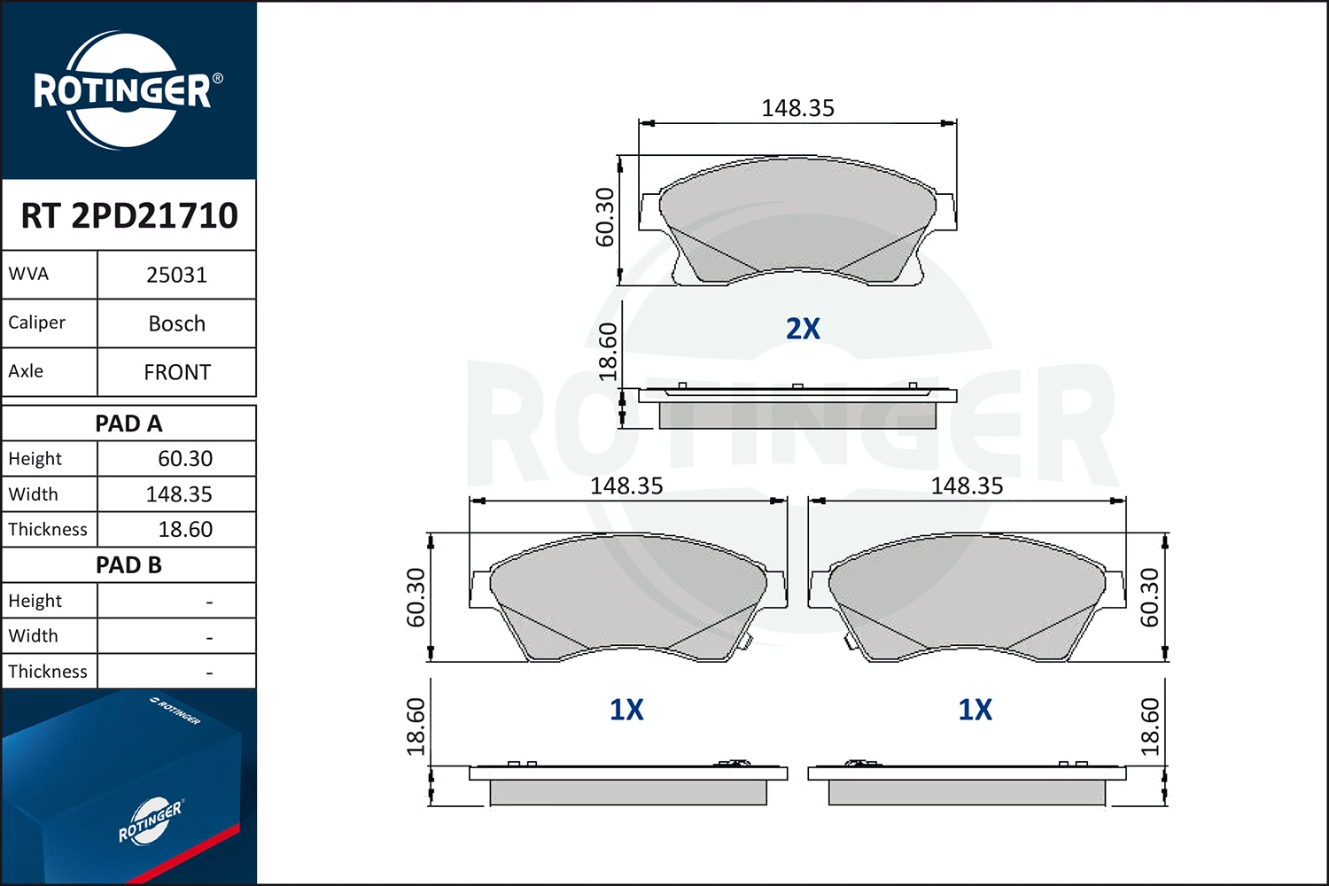 ROTINGER fékbetétkészlet, tárcsafék - RT 2PD21710 - TothCarparts
