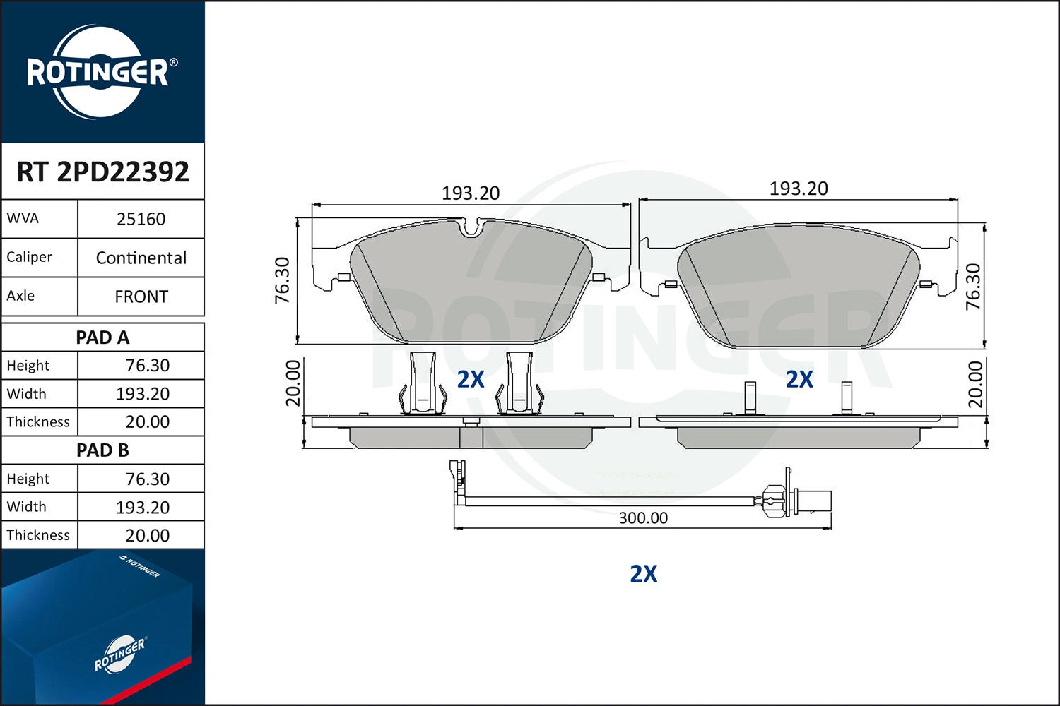 ROTINGER fékbetétkészlet, tárcsafék - RT 2PD22392 - TothCarparts