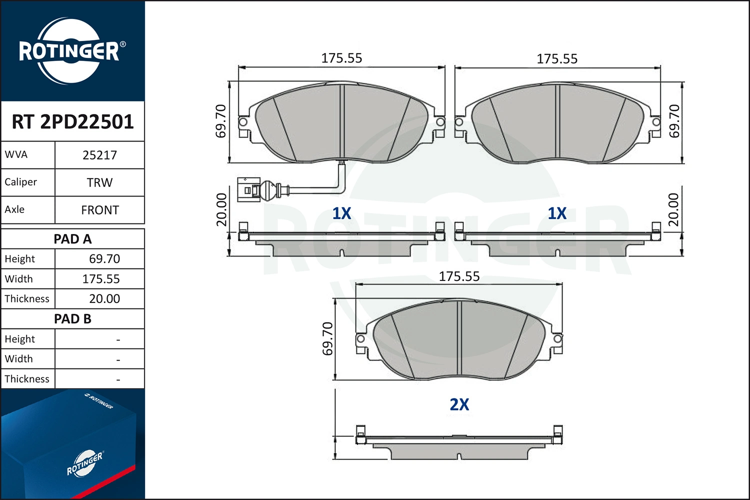 ROTINGER fékbetétkészlet, tárcsafék - RT 2PD22501 - TothCarparts