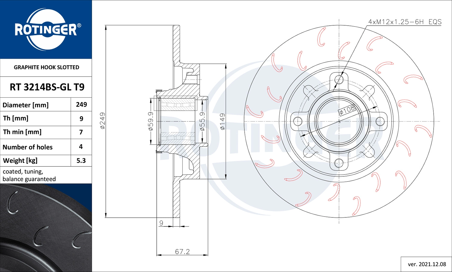 ROTINGER féktárcsa - RT 3214BS-GL T9 - TothCarparts