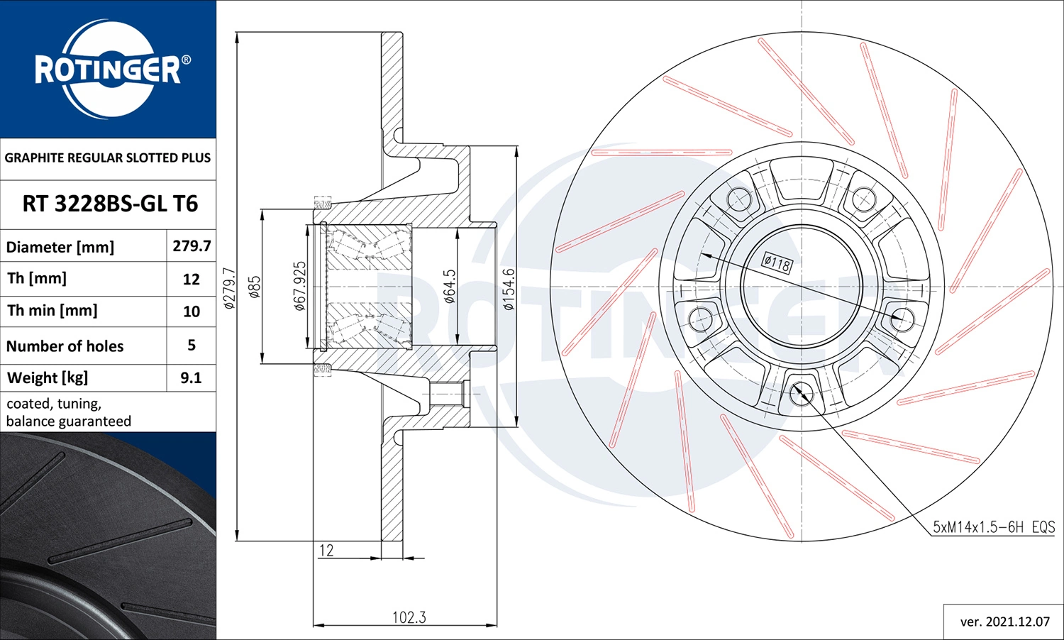 ROTINGER féktárcsa - RT 3228BS-GL T6 - TothCarparts