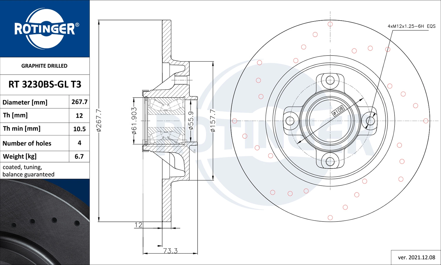 ROTINGER féktárcsa - RT 3230BS-GL T3 - TothCarparts