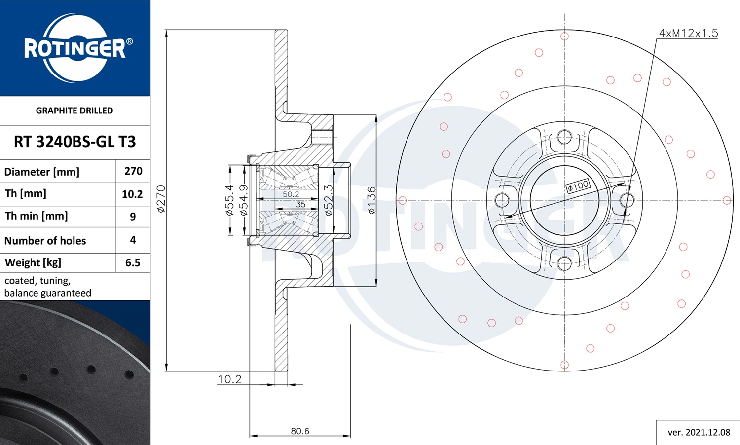 ROTINGER féktárcsa - RT 3240BS-GL T3 - TothCarparts
