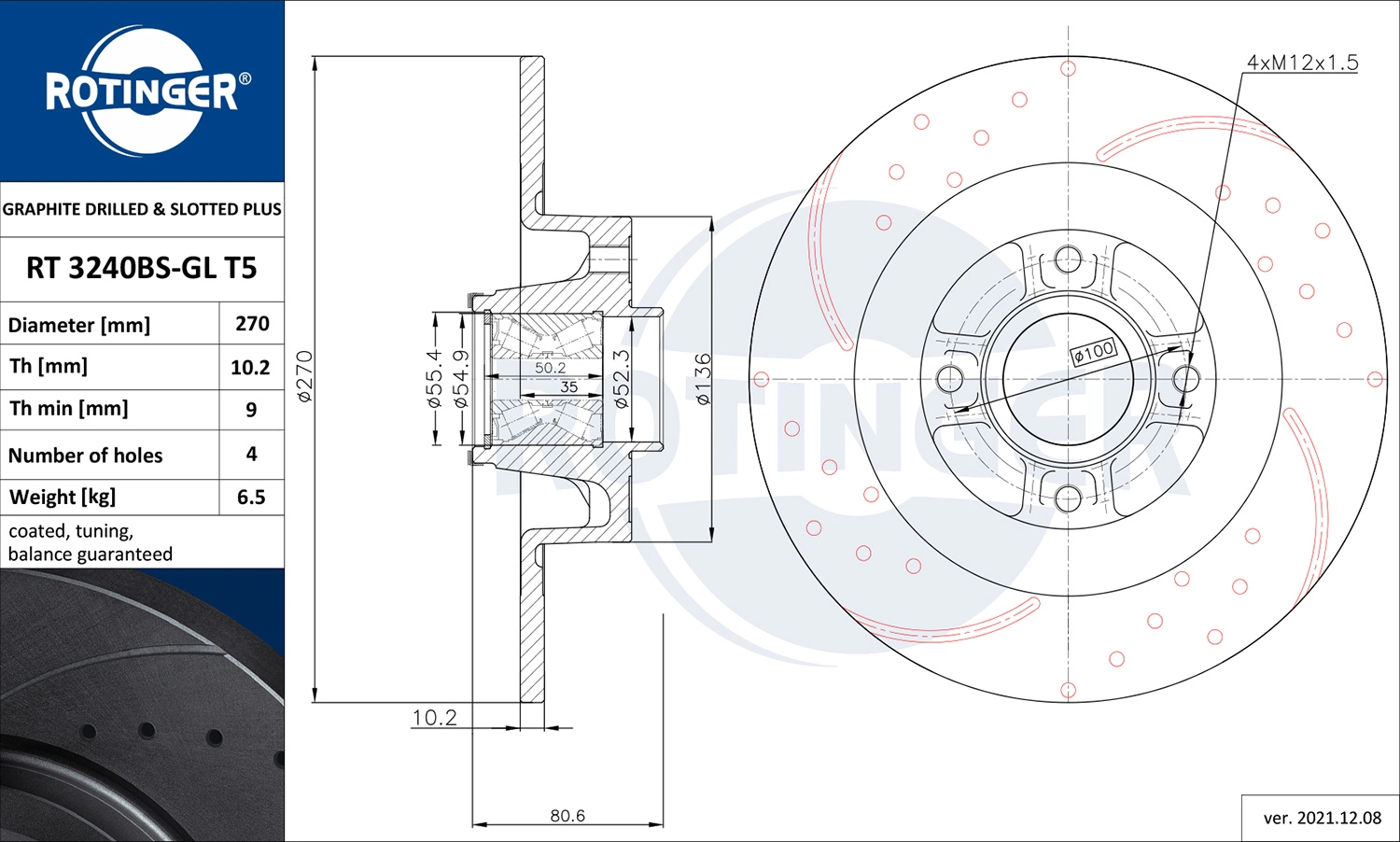 ROTINGER féktárcsa - RT 3240BS-GL T5 - TothCarparts