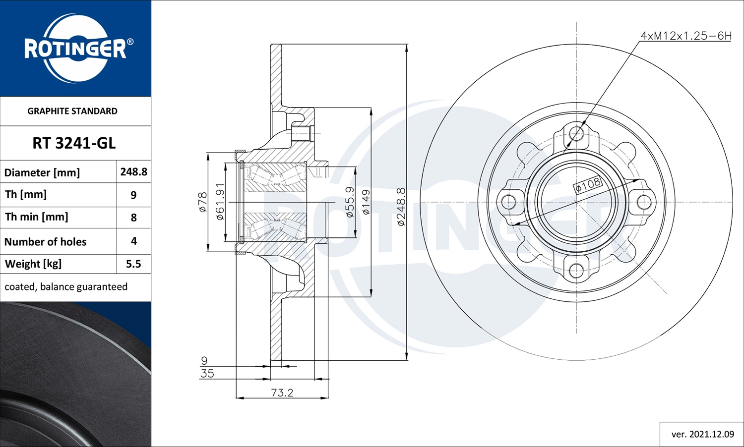 ROTINGER féktárcsa - RT 3241BS-GL - TothCarparts