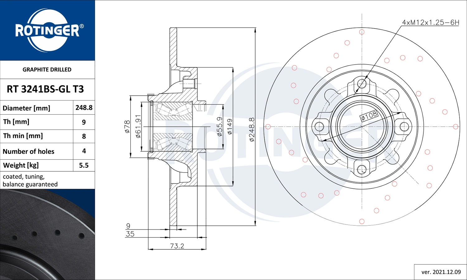 ROTINGER féktárcsa - RT 3241BS-GL T3 - TothCarparts