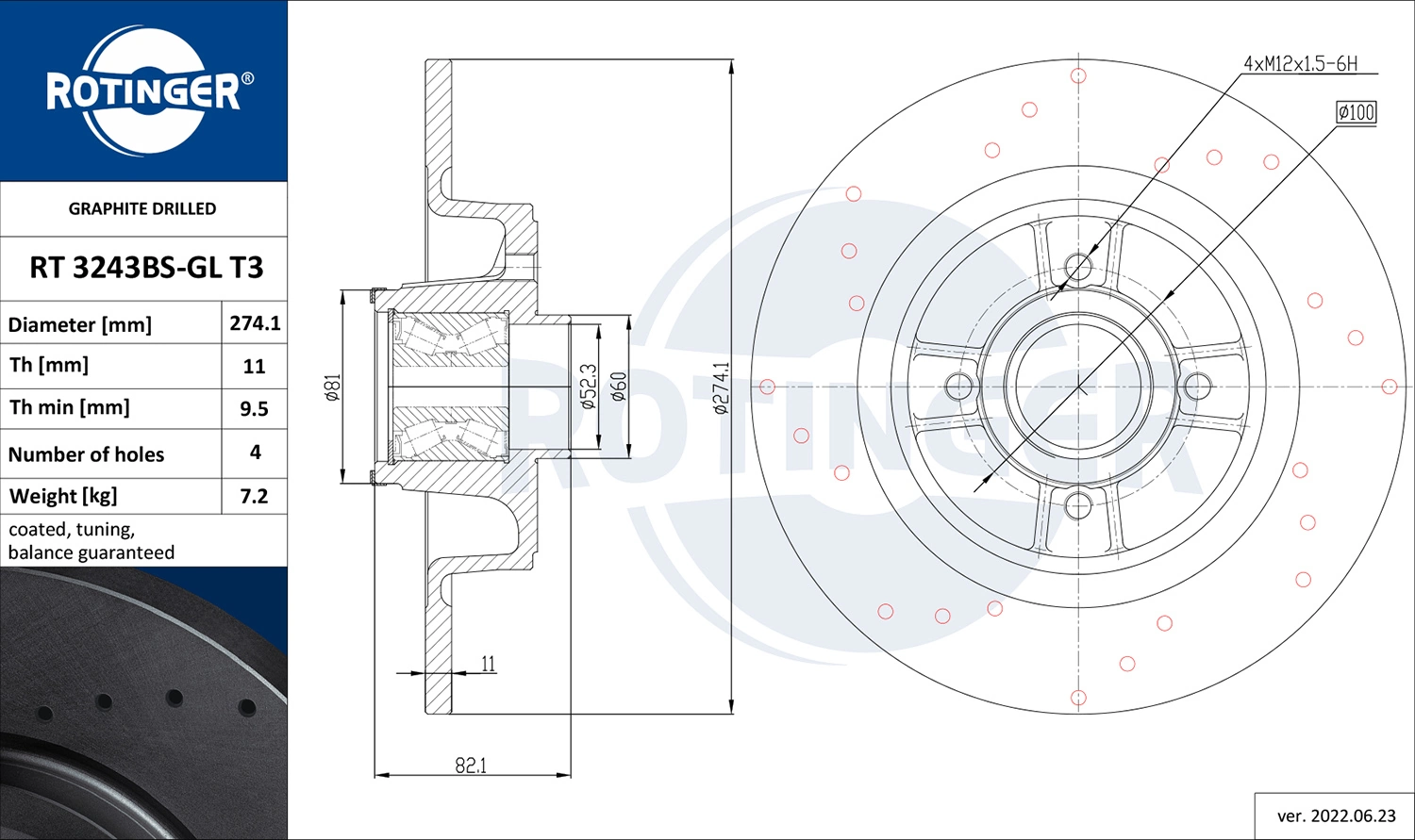 ROTINGER féktárcsa - RT 3243BS-GL T3 - TothCarparts