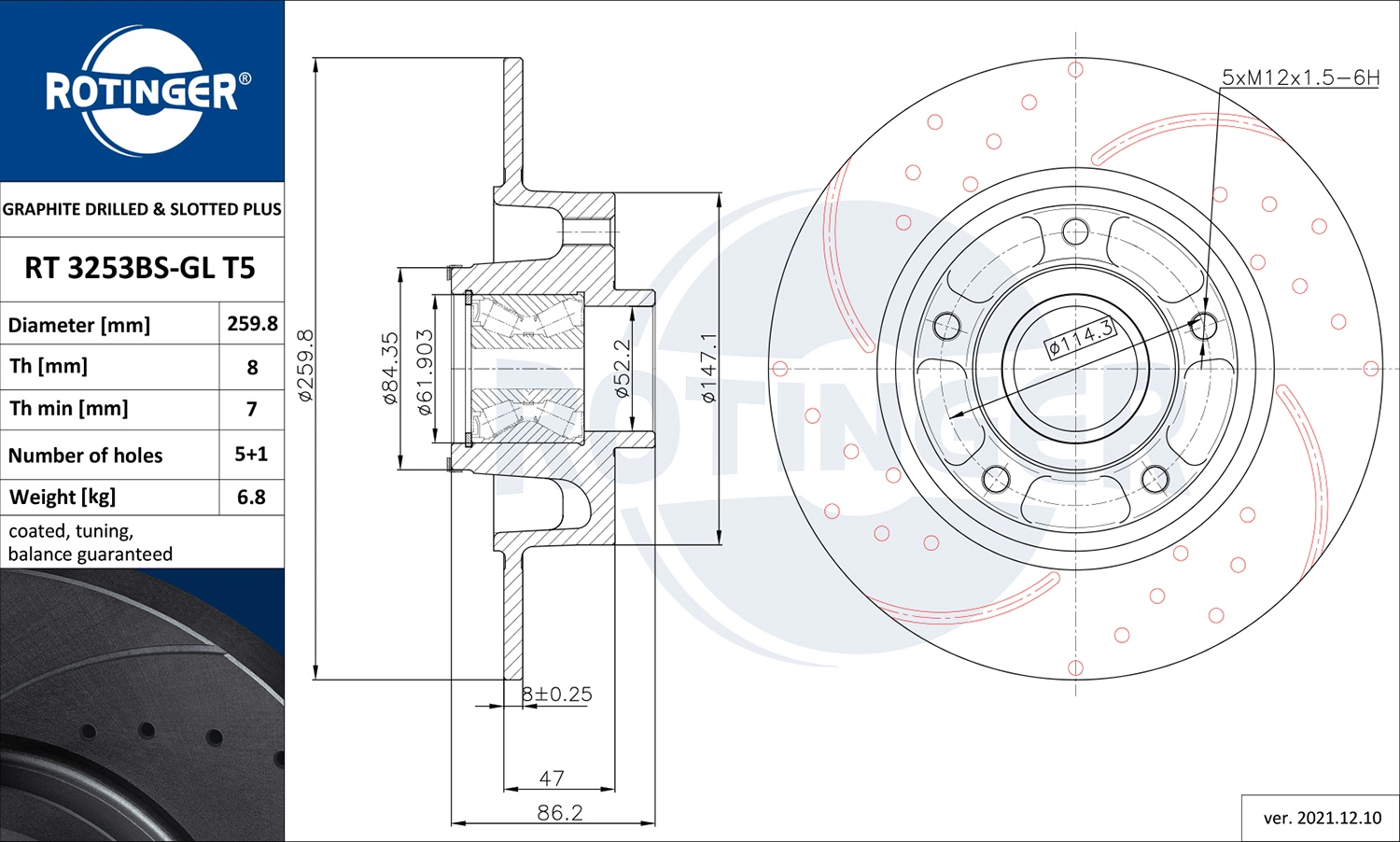 ROTINGER féktárcsa - RT 3253BS-GL T5 - TothCarparts